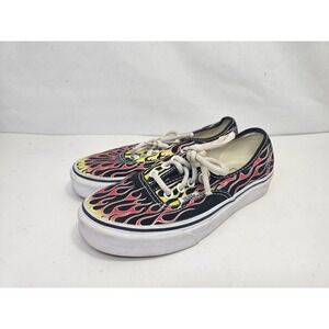 Vans Authentic Flame Black Red Yellow Low Top Sneakers Mens 4 Womens 5.5